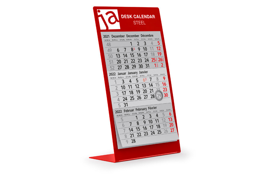 Tischkalender Edelstahl Typ Rot